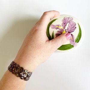 Brown Copper Colored Small Disc Coin Stretch Bracelet